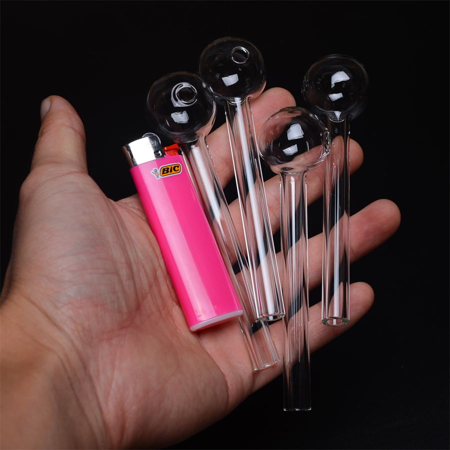 

4.5in Glass Oil Burner Smoking Pipes 10x2mm thick clear tube 20PCS/BOX Freeshipping Wholesale BestGlass G44-4.5