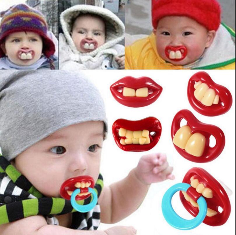 

Funny Silicone Baby Pacifiers Teether Dummy Novelty Teeth Moustache Vampire Dummy Nipple Teethers Kids Nipple 300pcs OOA2565