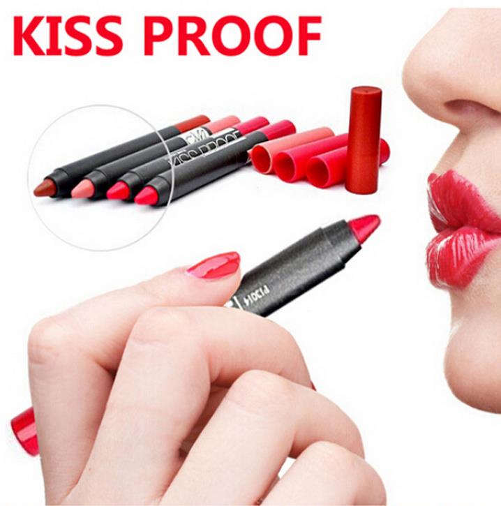 

Menow Kiss Proof Lipstick Waterproof Soft Lip Crayon Makeup Lip Matte Finish Long Lasting Lipstick Pen 19colors, Mixed color