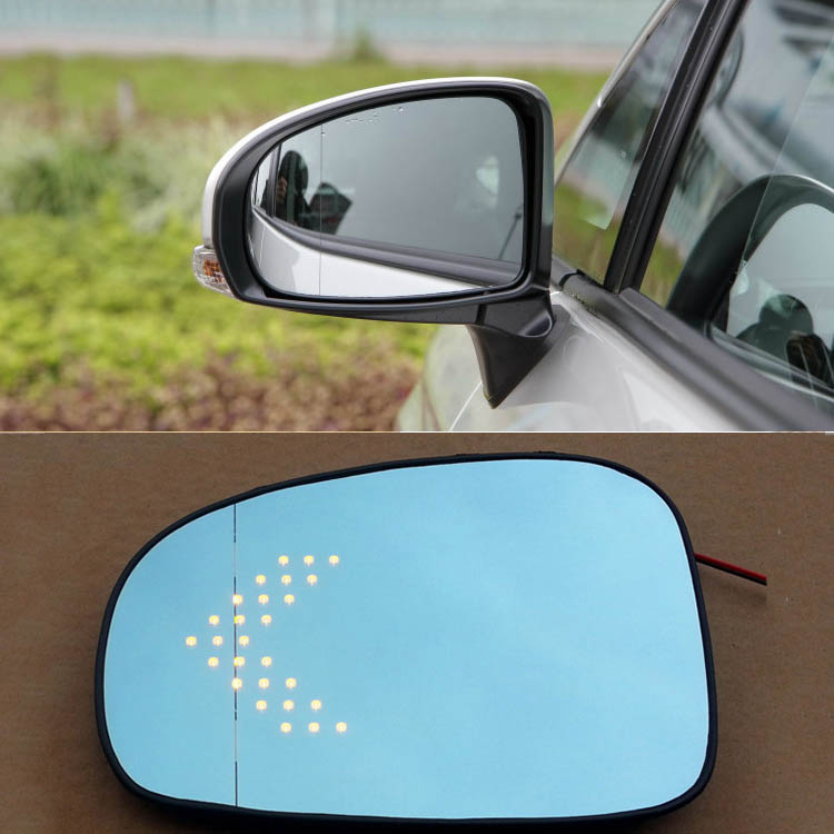 Brand new Car Rear View Mirror Wide-angle Hyperbolic Blue Mirror Arrow LED Steering Light For Toyota Prius-image-389474154