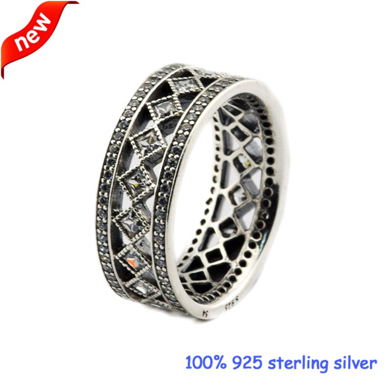 Compatible with Pandora Jewelry 2016 New Style Vintage Fascination Silver Rings with Clear CZ Original 100% 925 Sterling Silver Jewelry DIY