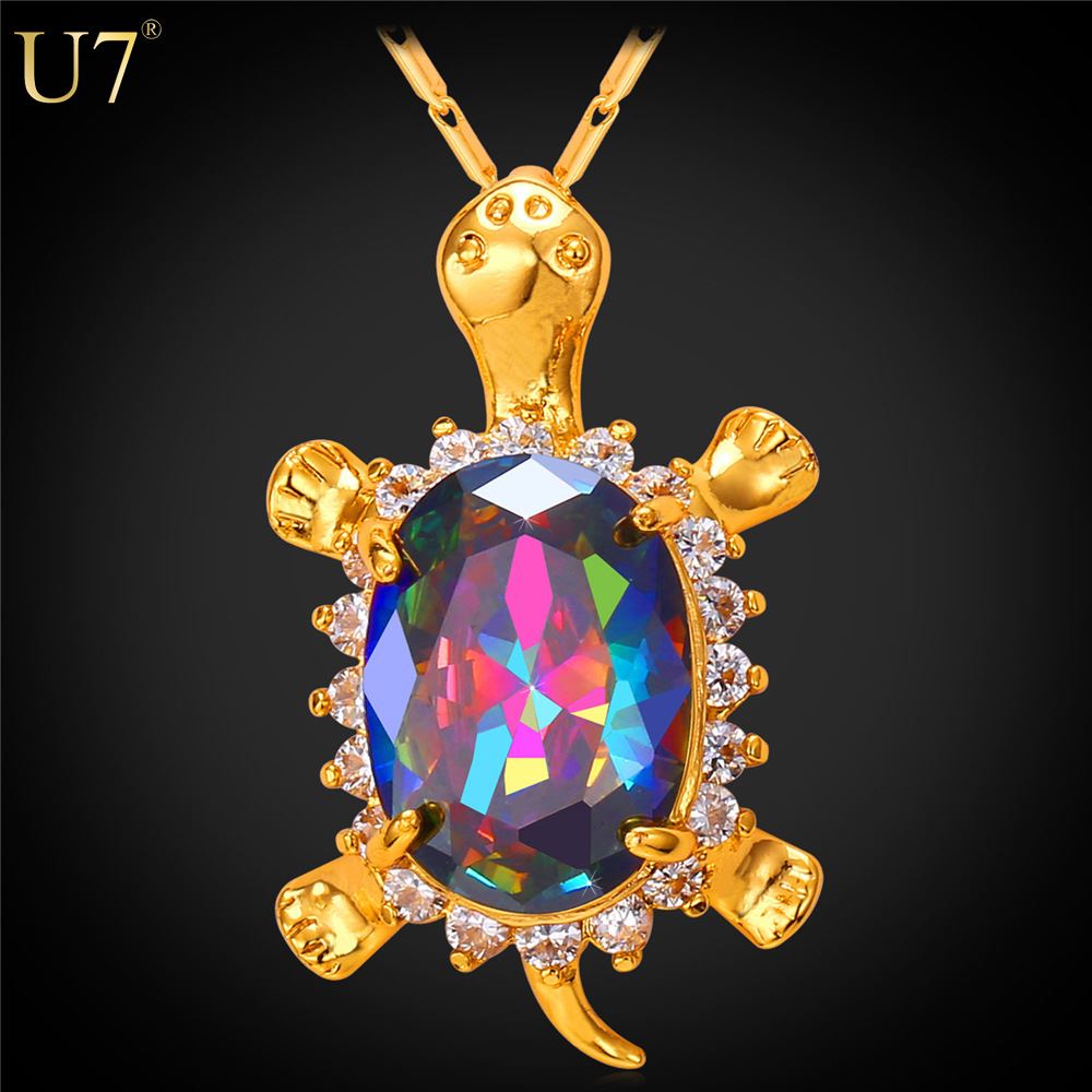 

unique New Cute Turtle Animal Pendant 18K Real Gold Plated Wholesale Crystal Charm Tortoise Pendant For Women Lucky Jewelry P792
