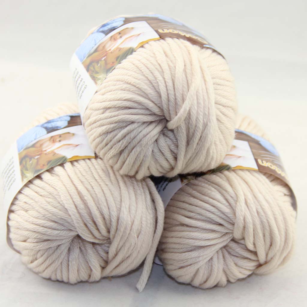 

Sale LOT of 3 BallsX50g Special Thick Worsted 100% Cotton Knitting Yarn Cream 42228