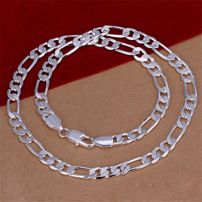 

Hot sale 8MM flat horse whip necklace sterling silver plated necklace STSN018,fashion 925 silver Chains necklace factory sale christmas gift