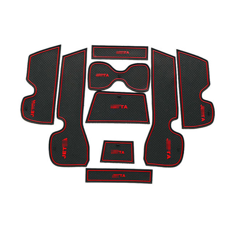 

9pcs Non-Slip Rubber Interior Car Door Armrest Storage Panel Mat Cup Holder Slot Pad Cover Sticker For Volkswagen Jetta 2013-2015