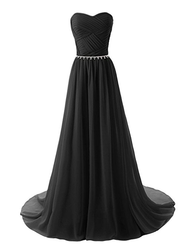 Fashion Long Chiffon Prom Dresses With Sweetheart Neckline Floor Length