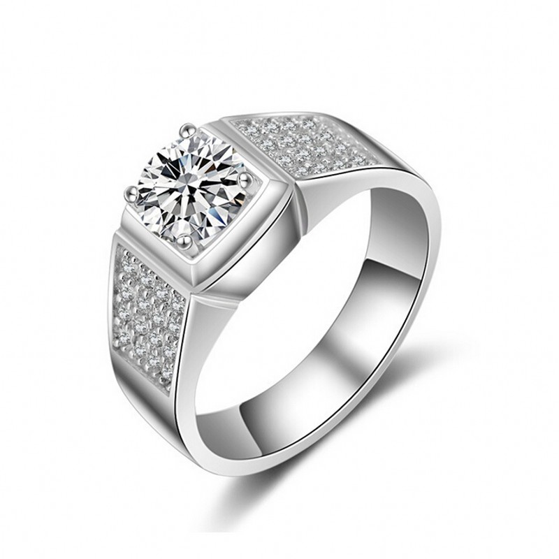 

Vecalon Classic Fashion Jewelry Handmade wedding Band ring for Men 1ct Cz diamond 925 Sterling Silver male Engagement Finger ring Gift