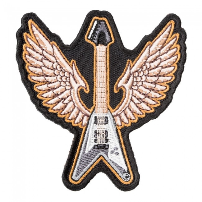 

Gray Flying V Bass Guitar Patch, Musical Instruments Iron On Or Sew On Embroidered Patches 3*3.25 INCH Free Shipping, Black