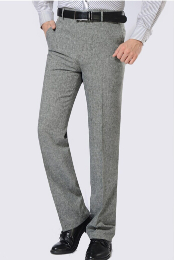 

Men's Business Casual Thin Suit Pants Linen Summer Style Solid Straight Work Pant For Man Classic Dress Pants Anti wrinkle 42 free shipping, Beige