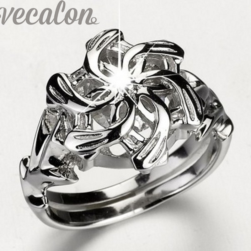 

Classic Vintage Wedding Band ring for women LOTR The Galadriel Nenya Charm 3ct Simulated Diamond 925 Soild Sterling Silver ring