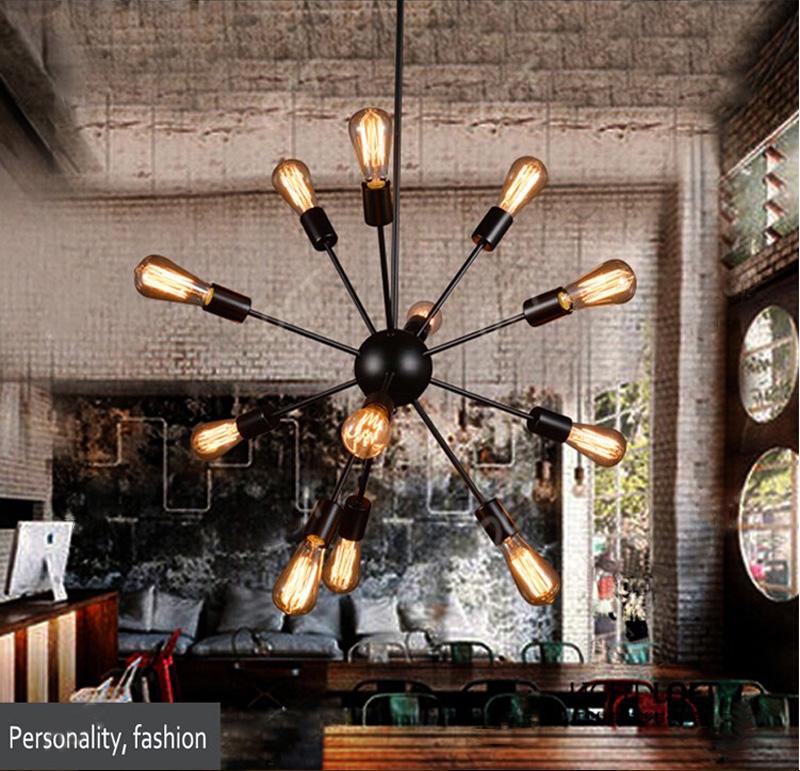 

Loft satellite led pendant lights black chandeliers vintage led droplight E27 Edison industrial lighting fixture 12/18/20 lights