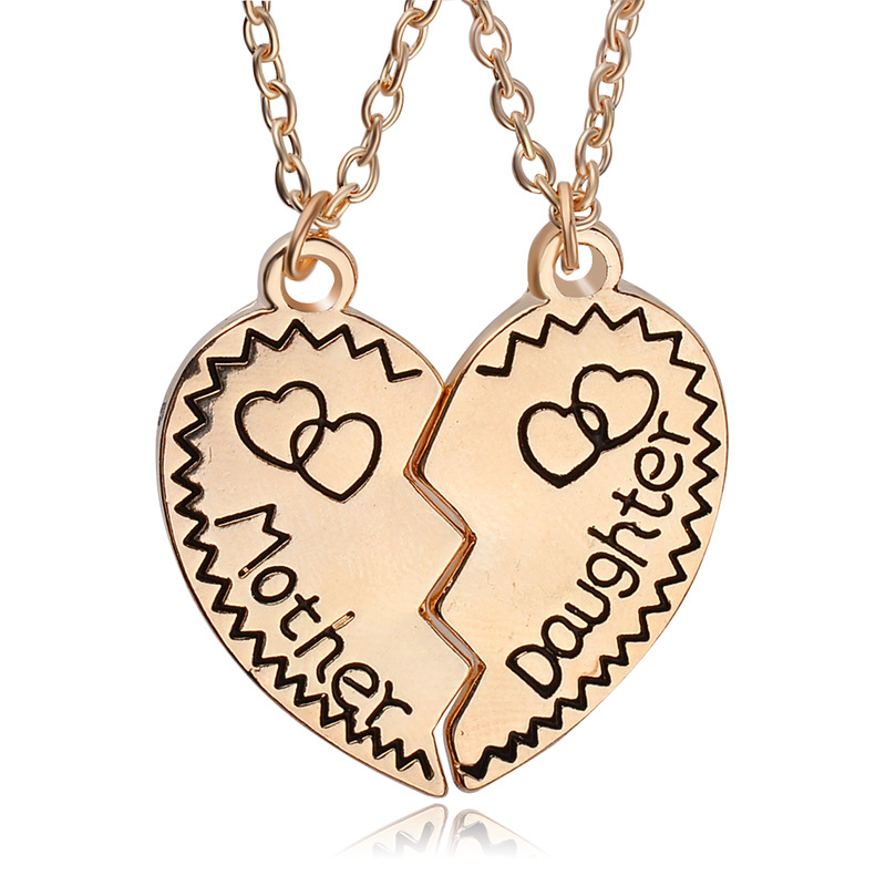 

New 2016 Mother Daughter Necklace Silver Gold Heart Love Mom Necklaces & Pendants For Women Jewelry Collier Femme