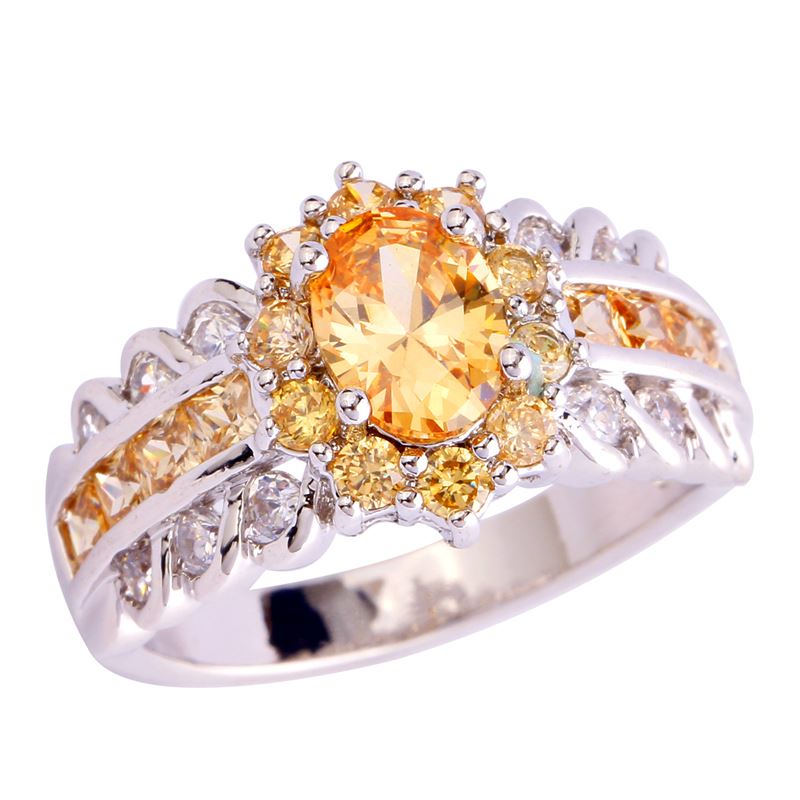 

Factory Direct-Selling Fashion Jewelry Hand Made Junoesque Champagne Morganite 925 Silver Ring Size 9 Free Shipping Wholesale