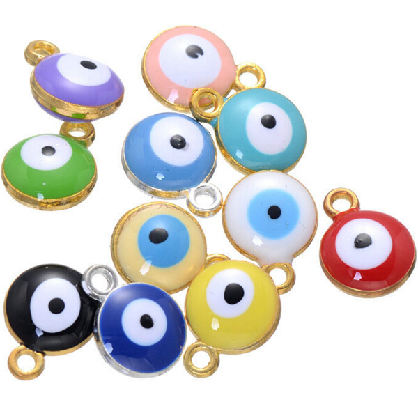 500 pcs Gold silver plated Evil eye Charm Turkish evil eye Evil Eye Jewelry,Protection,Lucky Charm,Hippie findings