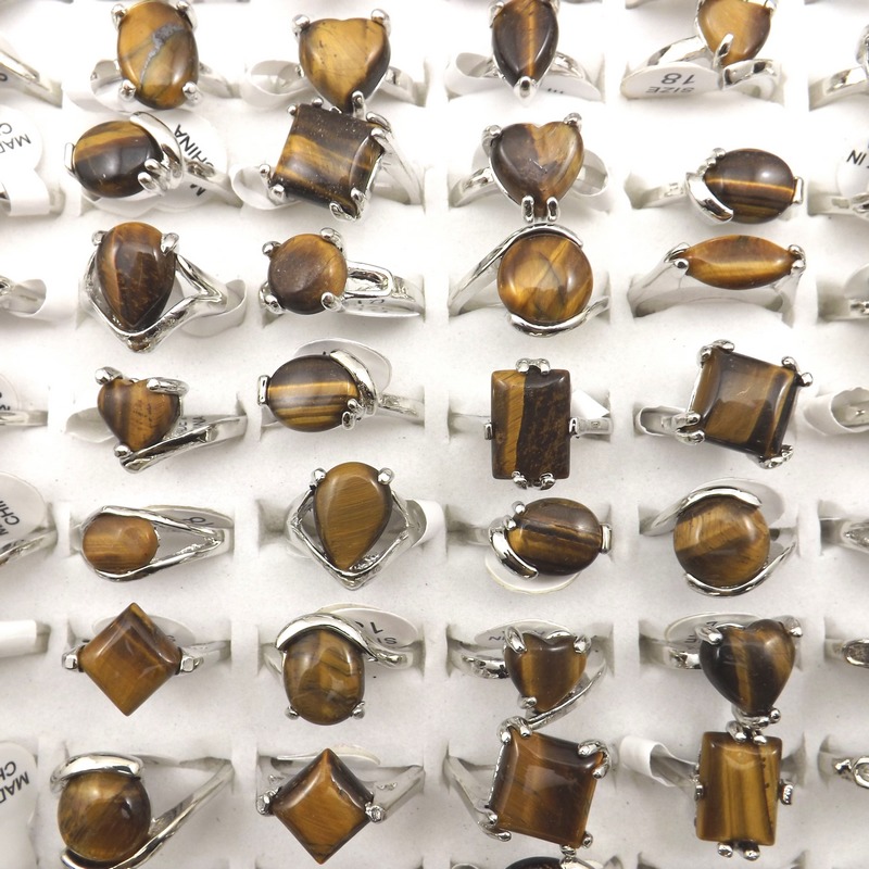 

Natural Tiger's Eye Stone Ring Real Gemstone Women's Rings For Promotion Gift 50pcs/Lot Wholesale Free Shipping