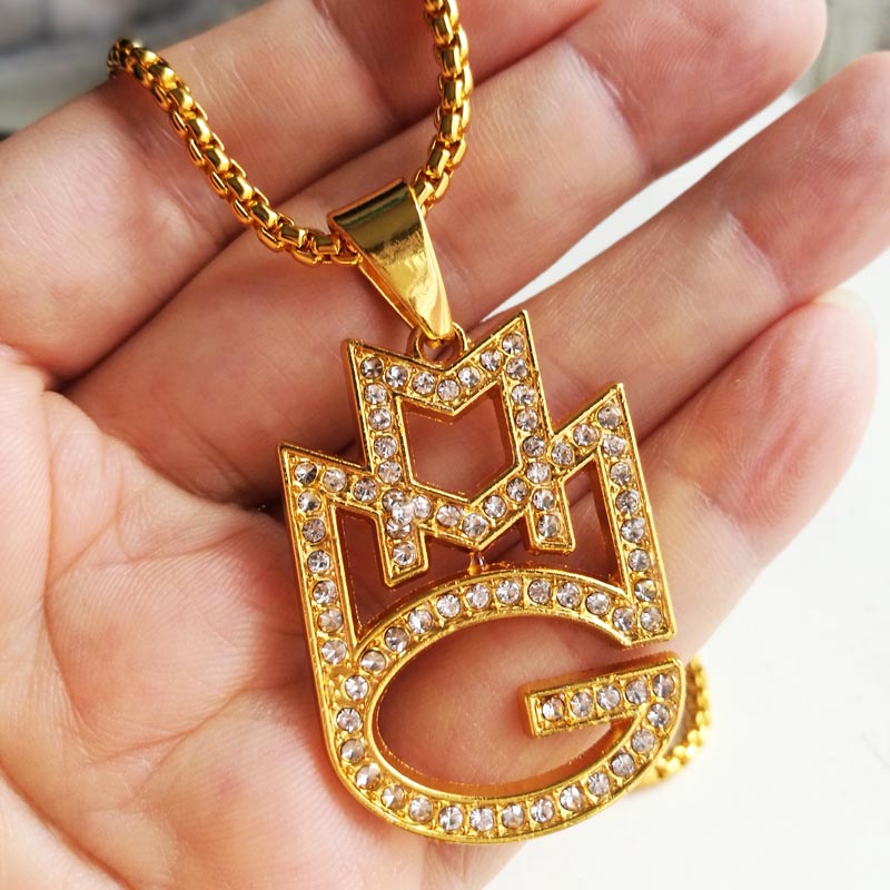 

Hipsters Long Link Chains Necklace 18K Gold Plated High Quality Crystal Diamante Pendants MMG Charms HipHop Jewelry For Men Women Gifts