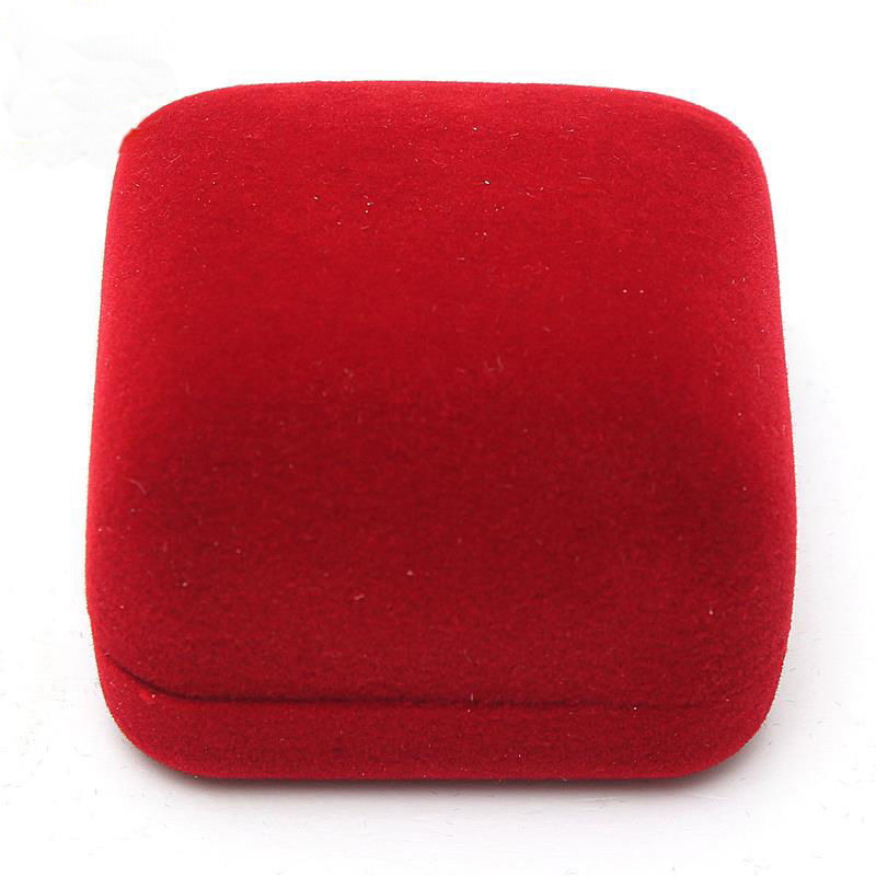 

100pcs Jewelry Storage Box Red Flock Velvet Rose Engagement Wedding Earring Ring Holder, Black;white