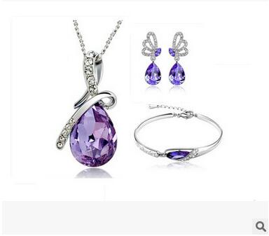 

Angel Tears Austrian Crystal Jewelry Sets for Women Girls High Quality Necklace Bracelet Earrings Silver Plated