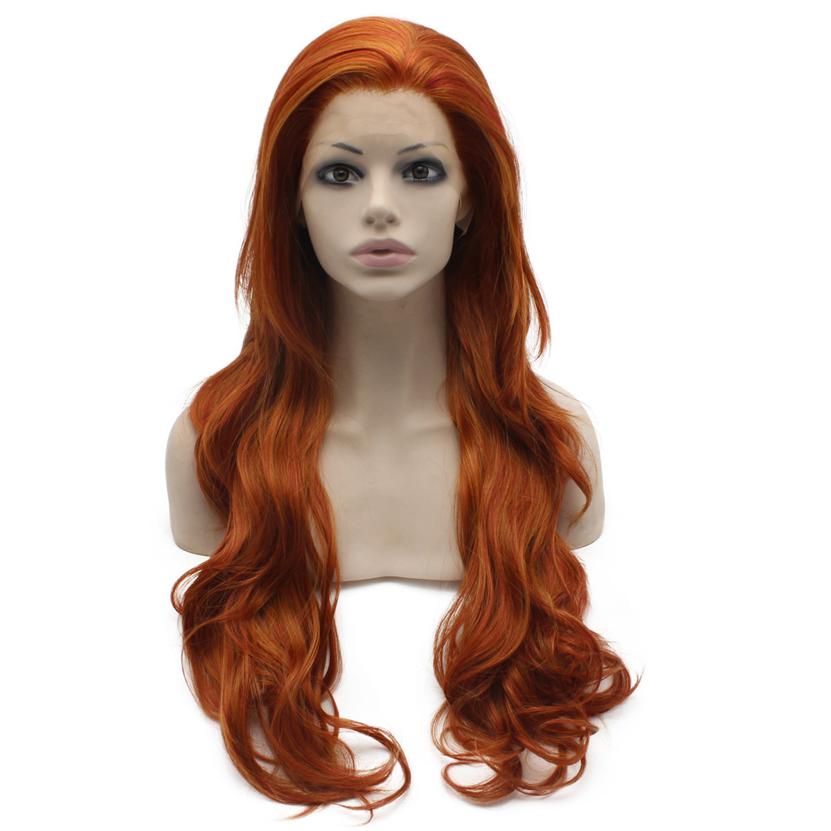 

Long Wavy Reddish Blonde Natural Lace Front Synthetic Wig
