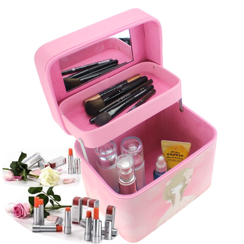 

Girls Ladies Cosmetic Cases Dressing bags case Makeup Travel Toiletry Holder Large Capacity PU cases Beauty Portable Wash Make up dresser, See photo