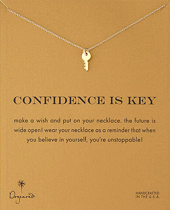 

Key Pendant Dogeared Necklace (Confident is key ), Noble and Delicate Jewelry, High Quality Choker Necklaces Vintage Key Pendant Necklace