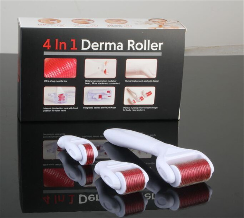 

TM-DR006 MOQ 1pc 4 in 1 microneedle Stainless/Titanium Alloy needles DRS Derma Roller With 3 head(1200+720+300 needles) Derma roller Kit