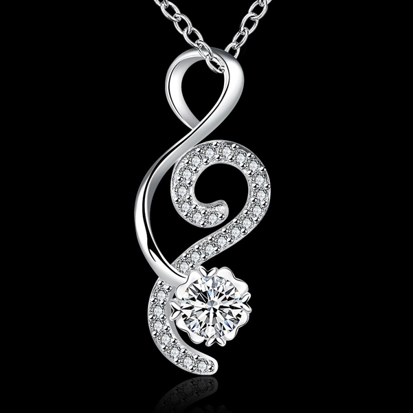 

High grade fashion flower shape 925 silver Pendant Necklaces STPN008C, best gift white gemstone sterling silver jewelry necklace