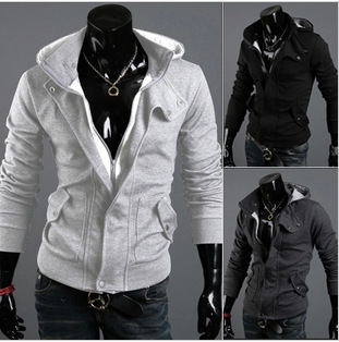 

Wholesale 2018 new men's false two hooded cardigan fleece sweater coat sweater fashion leisure, White