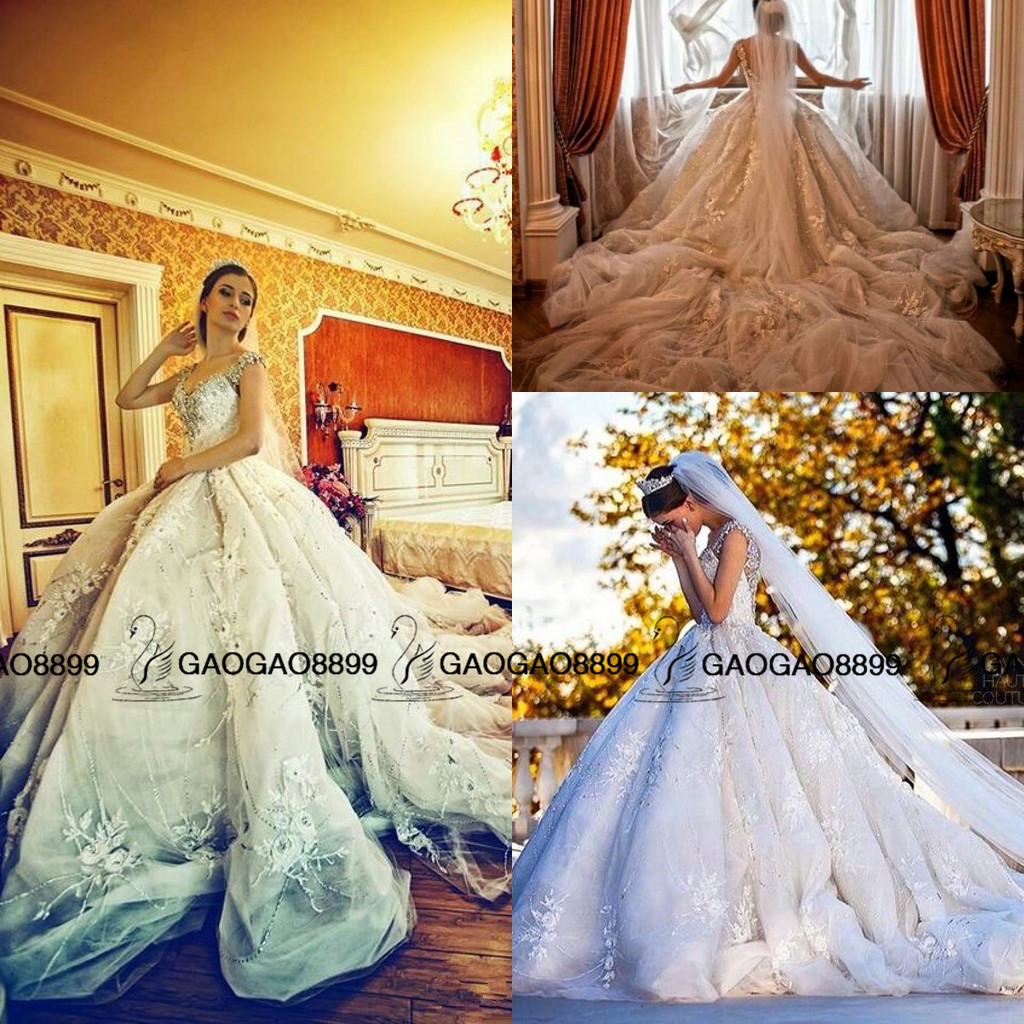 

2019 Michael Cinco Luxury 3D Floral Garden Ball Gown Wedding Dresses Stunning Detail Sweetheart Royal Train Church Bridal Wedding Gown, Gold