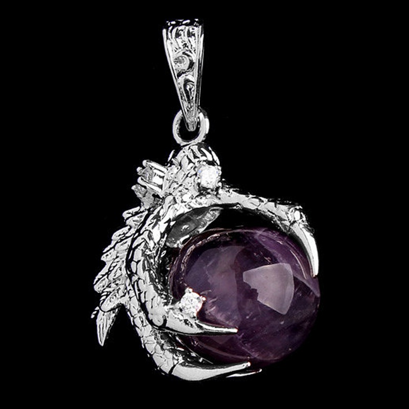 

Wholesale-1 Pcs Silver Plated Dragon Claw Wrap Ball Beads Charm Pendant Necklaces