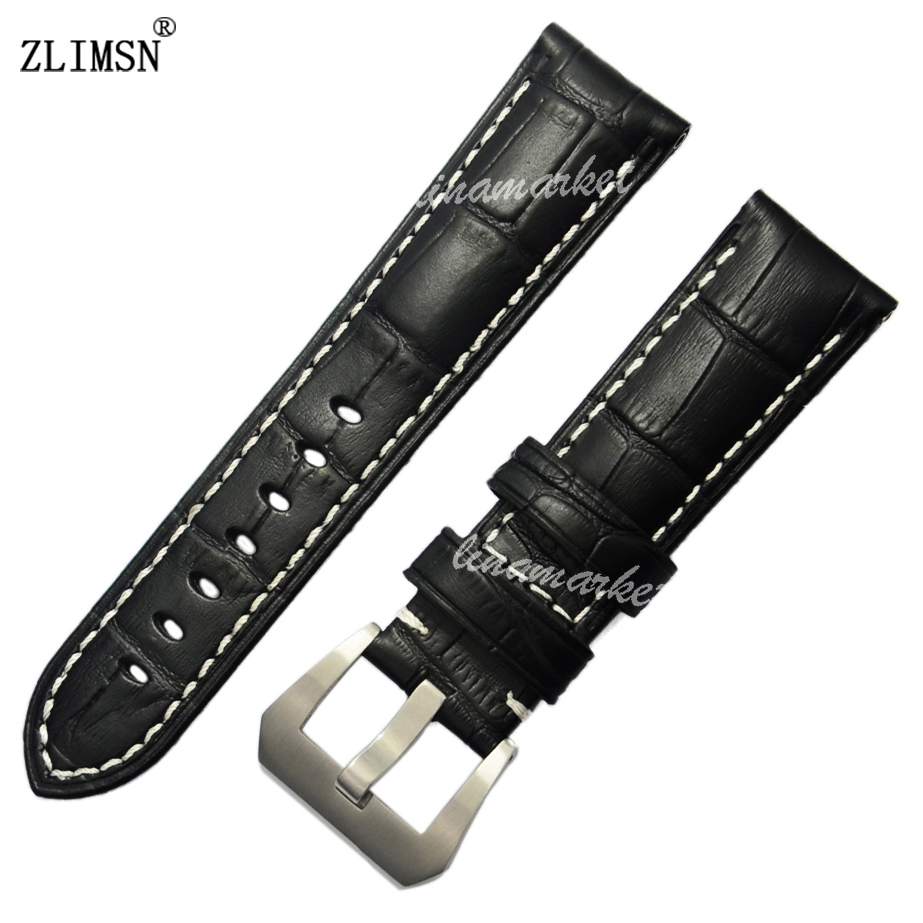 

ZLIMSN Watchbands 24mm for PANERAI ITALY Leather Watch Band Strap 22mm Bracelet Belt HOT PROMOTIONS3 Buckle Leather strap