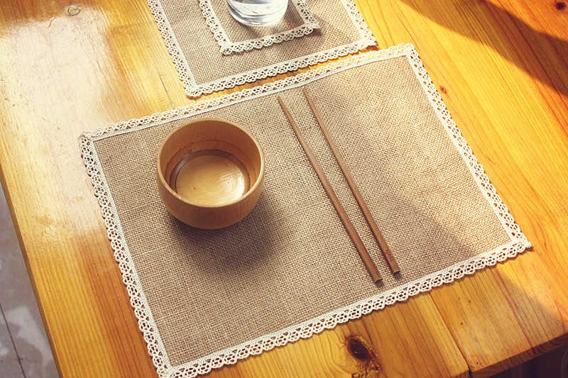

Wholesale- 8pcs Natural jute burlap arming hot insulation place mat, Japanese-style table mat bowls mat coasters placemats literary doily
