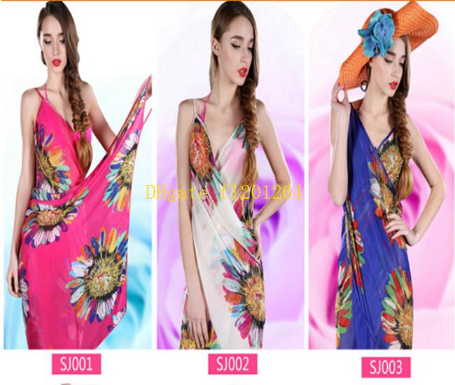 50 pcs/lot mode mousseline de soie femmes Wrap avant été couvrir vêtements de plage paréo robe serviette maillots de bain jupes