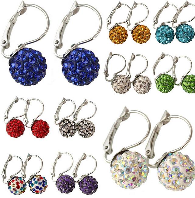 

10 colors micro diamond shambhala earring stud for women DFMTE20, arrival fashion princess earrings jewelry