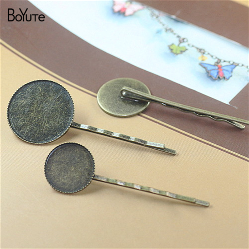 

BoYuTe 40 Pieces 18mm 20mm 25mm Cabochon Base Hair Clip Blank 6 Colors Plated Hair Barrette