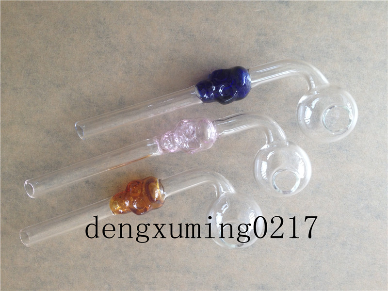 

new Skull Smoking Pipe oil burner Glass Pipes 15cm Length Handle Pipes Curved Mini Beautiful Smoking Pipe Cheap Smoking pipe
