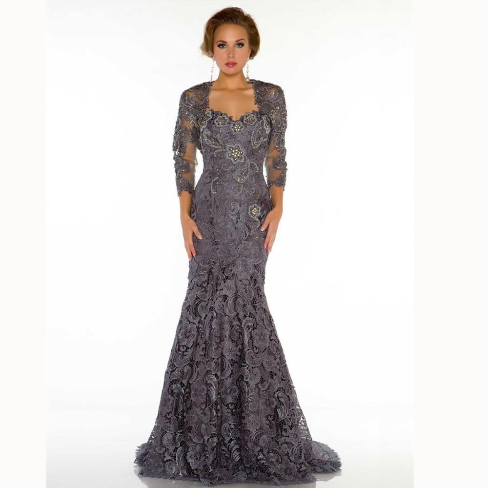 

Hot Sale Long Lace Mother Dresses 2019 Sweetheart Mermaid Formal Dresses Custom Made Mother Of The Bride Gown With Jacket, Black;red