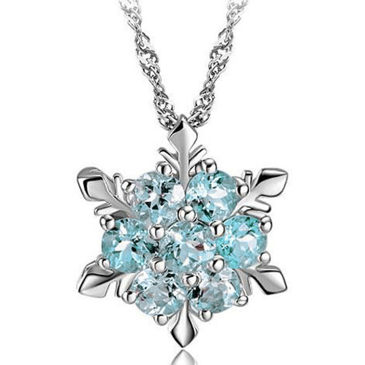 

Free Shipping Luxury Pendant Jewelry Bridal Necklaces Charm Snowflake Crystal Silver Plated Necklace For ladies At The Wedding