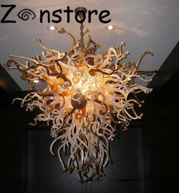 

Modern Living Room Decor Amber Color Elegant Chandelier 100% Hand Blown Glass LED Chandelier and Pendant Lamps