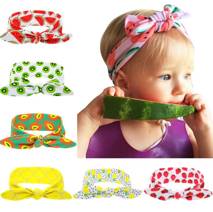 

6 Colors Hot Europe Fashion Cute Baby Head Bands Fruit Pattern Headband Kids Girls Hair Band Watermelon Headwear Children Hair Accessory, Please remark color
