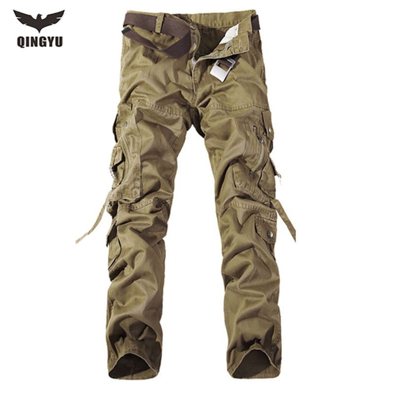 Wholesale-2016 New Men Top Fashion Multi-Pocket Solid Mens Cargo Pants High Quality Autumn Pants Plus Size Men Trousers Size 28-40