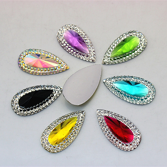 

100Pcs 16*30mm Drop Pear Shape Resin Rhinestone Stones Cabochon Flatback Beads Crystal Jewelry Accessories ZZ296