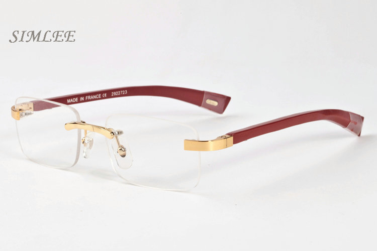 

2018 new luxury buffalo horn glasses brand designer sunglasses for men women wood multicolored eyewear stand rectangle clear lens rimless gl