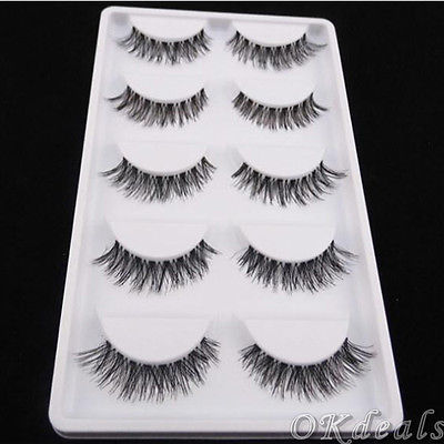 

Wholesale-60 Pairs Of New Women Lady Lot Black Cross False Eyelashes Soft Long Makeup Eye Lashes Extension Tools