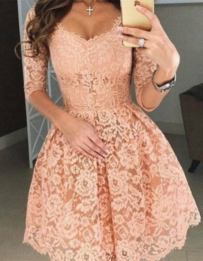 

Sexy Lace Party Dresses Sweetheart Half SLeeves Lace Cocktail Dress Cheap Summer Short Royal Blue,Red cocktail Short Prom Dresses, Same as picture