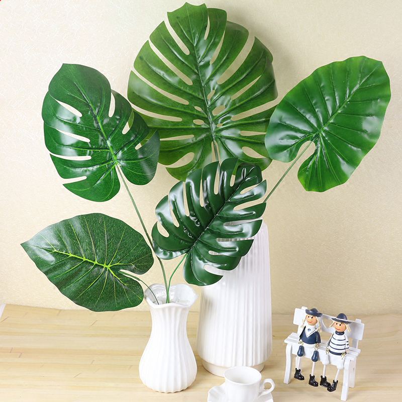 

Green Artificial Monstera Leaf Plant Palm Leaves Home Wedding Office Garden Decor Tropical Leaves