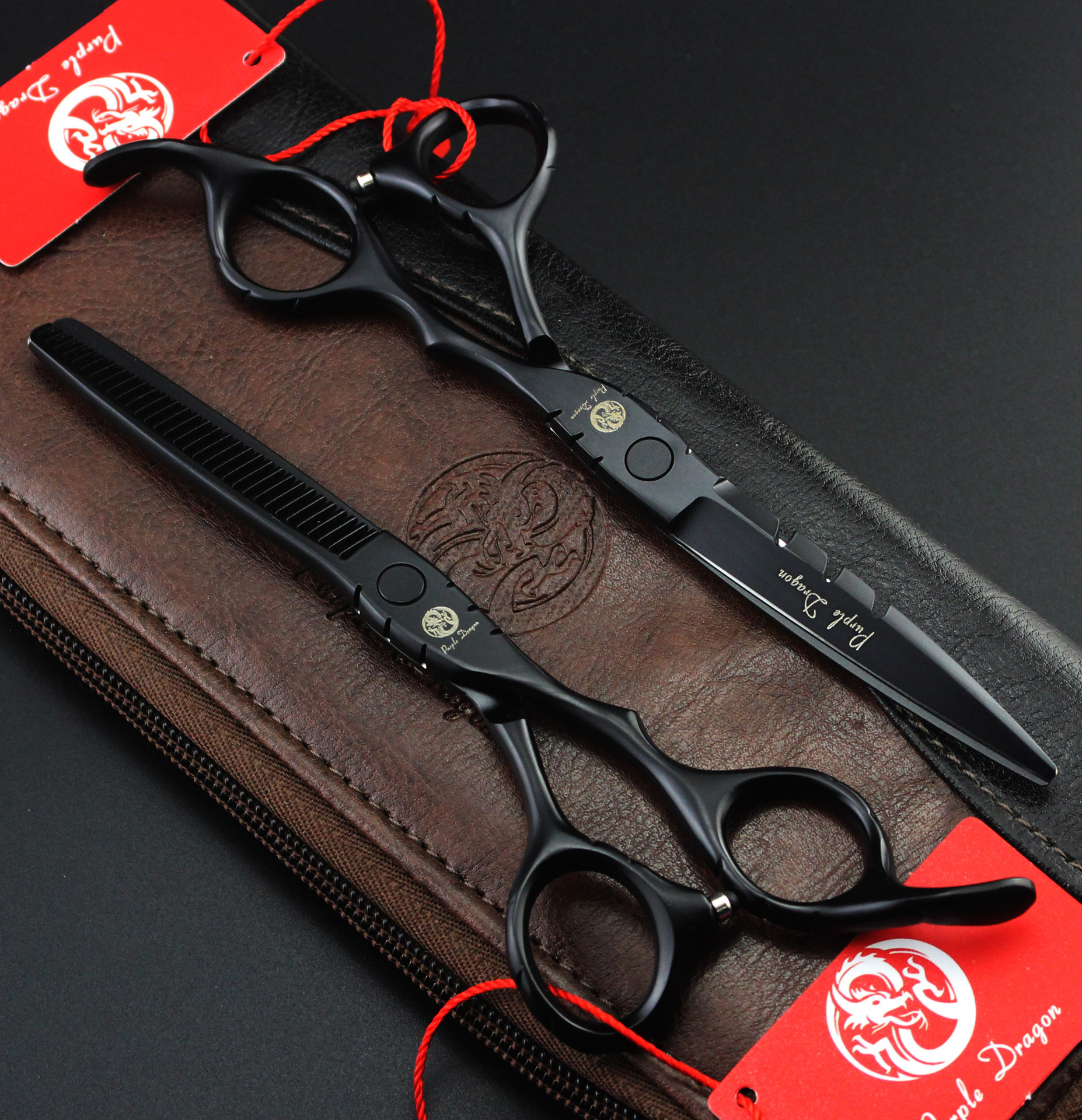 

505# 6.0 Inches Black Hairdressing Scissors JP 440C 62HRC Home & Salon Cutting Scissors Thinning Shears Hair Scissors