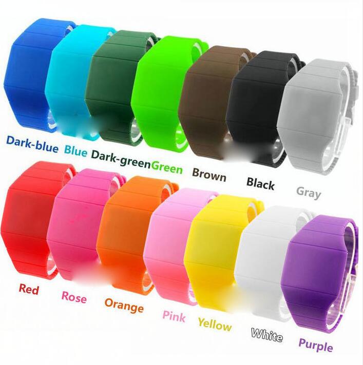 

Wholesale 500pcs/lot Mix 14colors touch led watch Rubber bands digital rubber men women ultra-thin fashion sport watches LT004