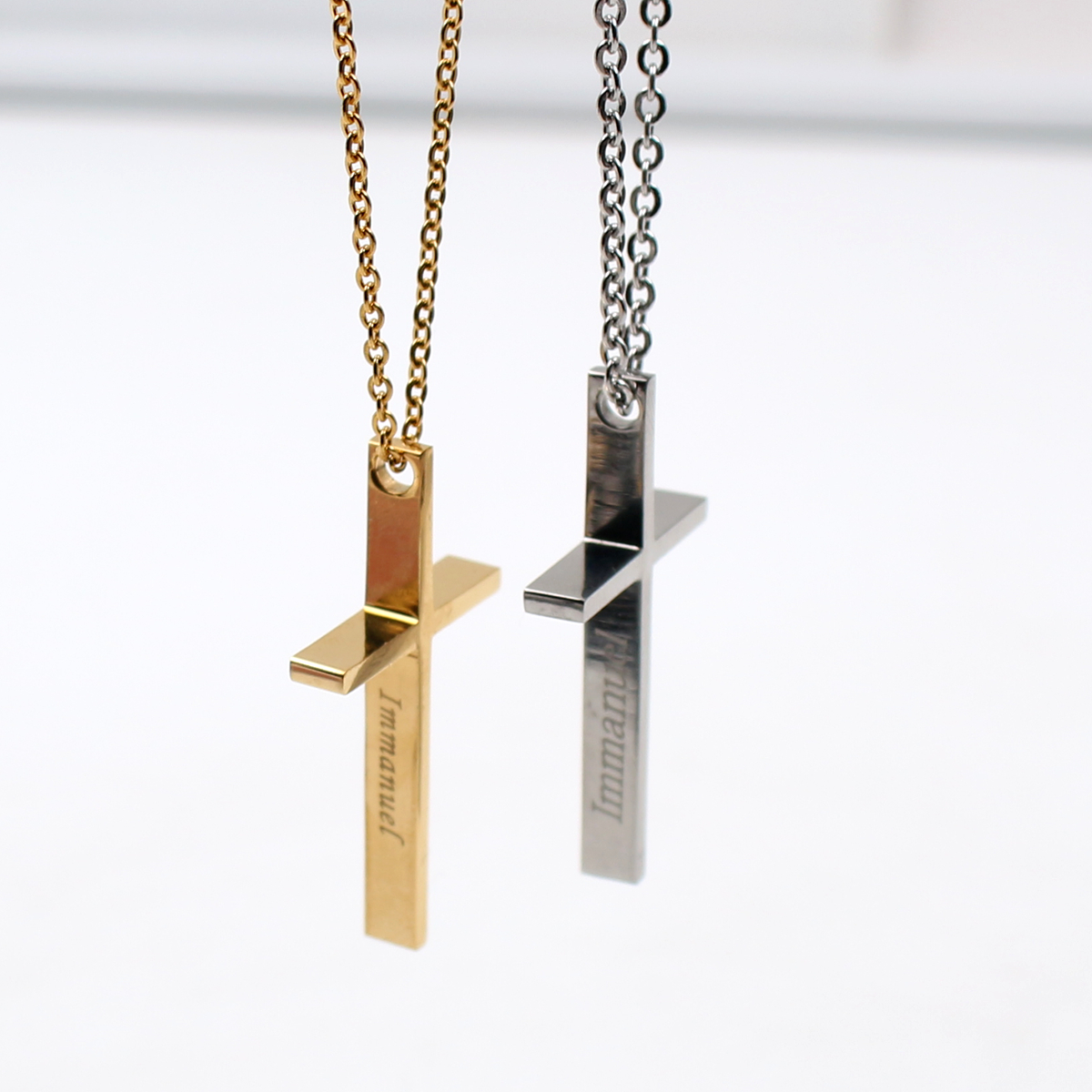 

2 color Silver gold choose Fashion Punk Hip-Hop Style stainless steel Cross pendant necklace free with chain 24 inch for Men woemn