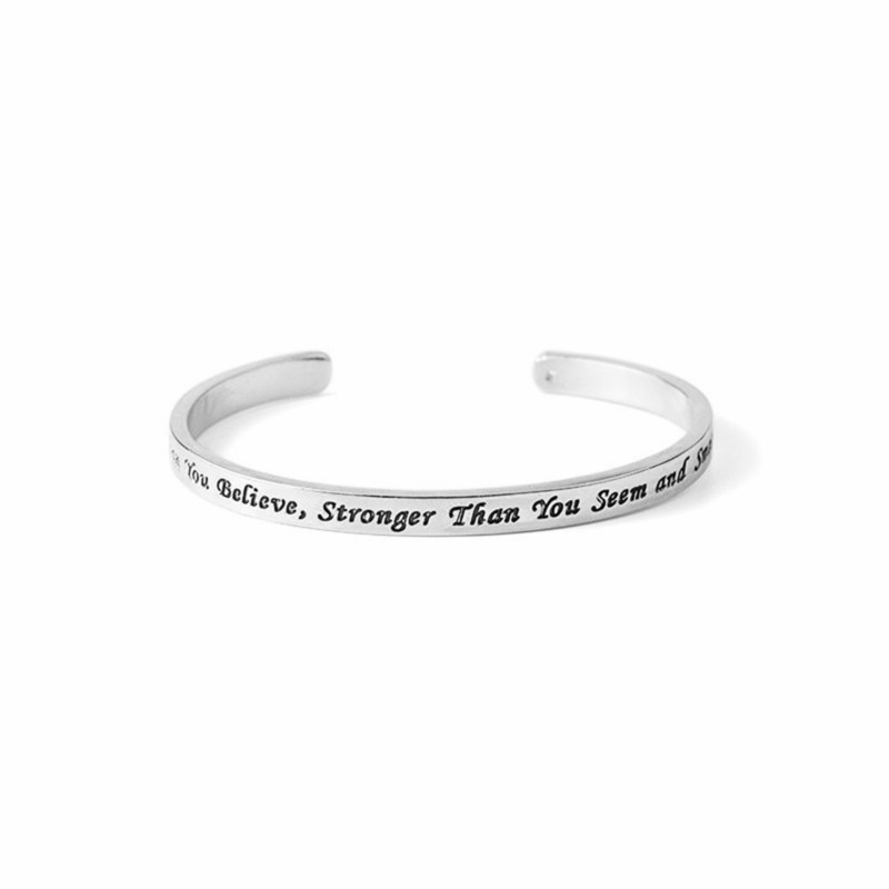 

You are Braver Than You Believe Bangles Bracelets -Mental Health Awareness Bracelet Jewellery Silver Plated Cuff Bangle